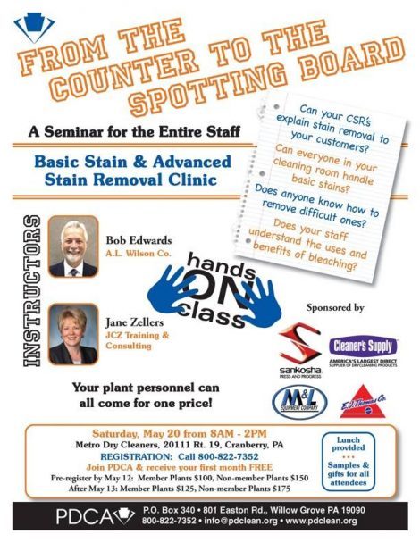 Stain Removal Clinic Planned for Western PA